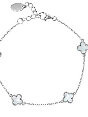 Tocara Delicate Clover Link Bracelet in Silver Tone